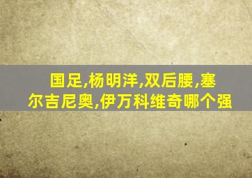 国足,杨明洋,双后腰,塞尔吉尼奥,伊万科维奇哪个强